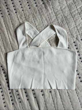 Babaton White Cropped Cross-Back Tank Top